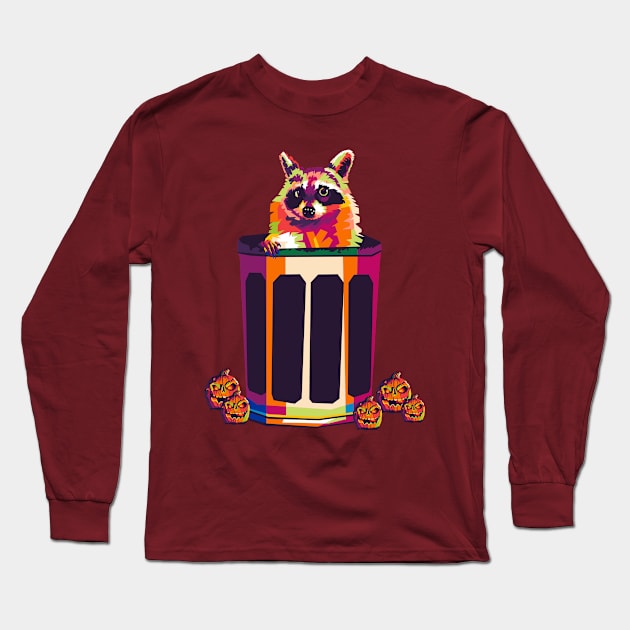 racoon halloween Long Sleeve T-Shirt by cool pop art house